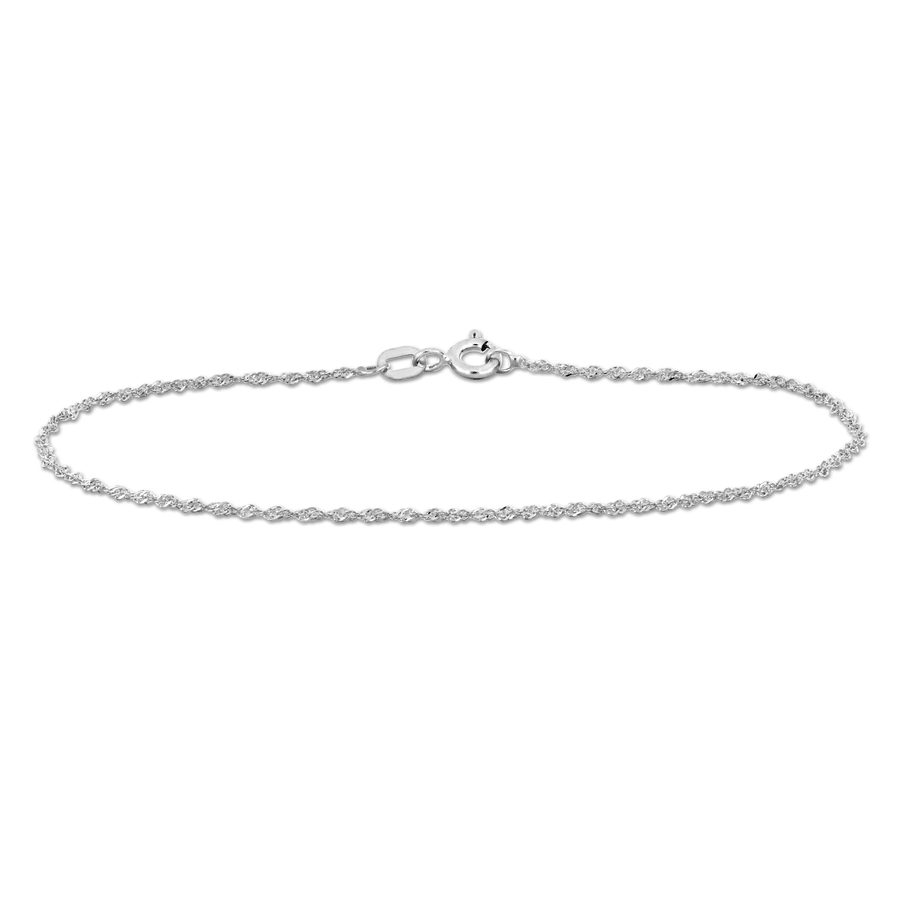 Amour 1.2mm Sparkling Singapore Bracelet In 14k White Gold - 9 In