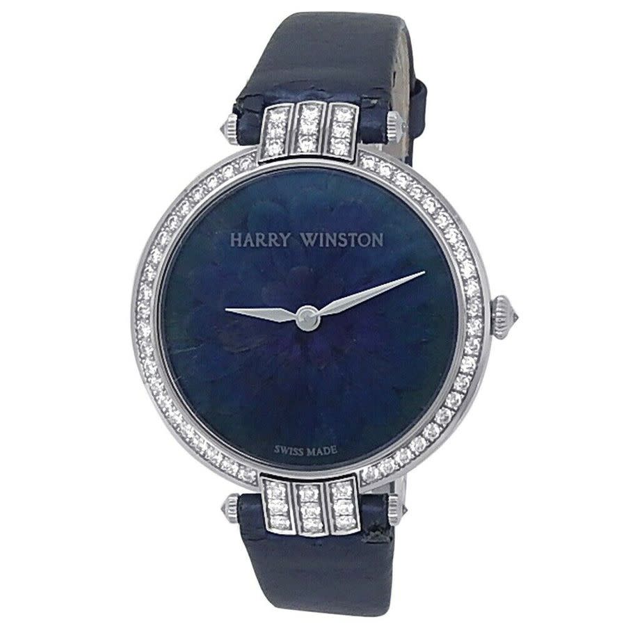 Pre-owned Harry Winston Premiere Feathers Ladies Quartz Watch Prnqhm36ww005 In Gold / White