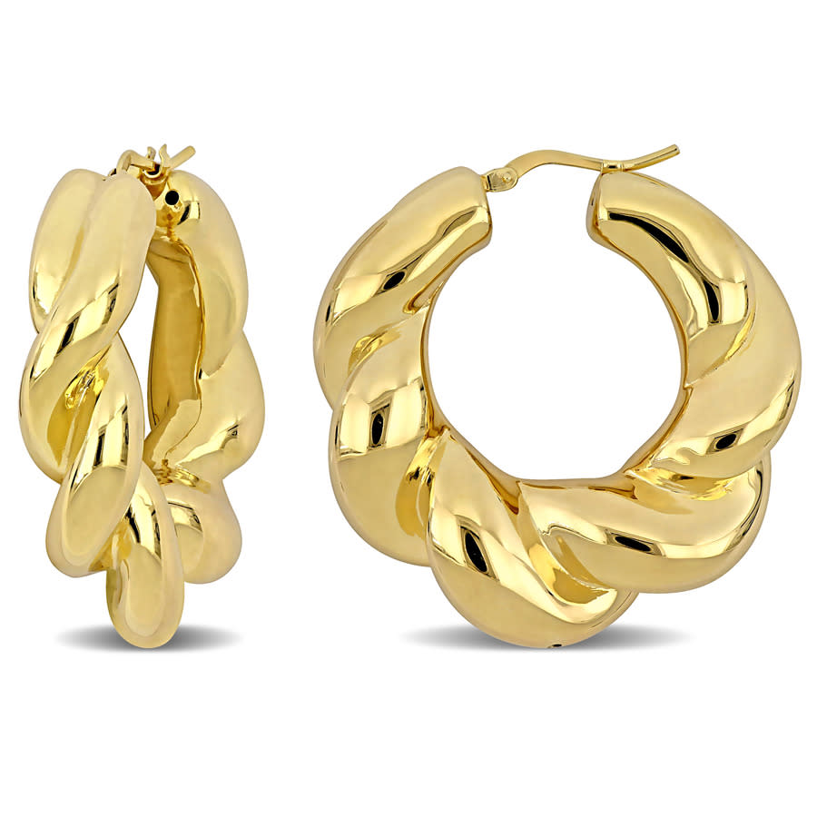 Amour 39mm Hoop Earrings In Yellow Plated Sterling Silver In Yellow