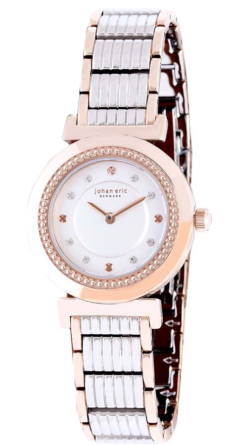 Johan Eric Djursland White Dial Ladies Watch Je1200-09-001b In Two Tone  / Gold Tone / Rose / Rose Gold Tone / White