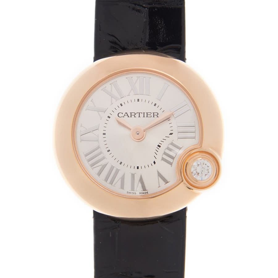 Cartier Ballon Blanc De  White Dial Ladies Watch Wgbl0002 In Black / Gold / Rose / Rose Gold / White