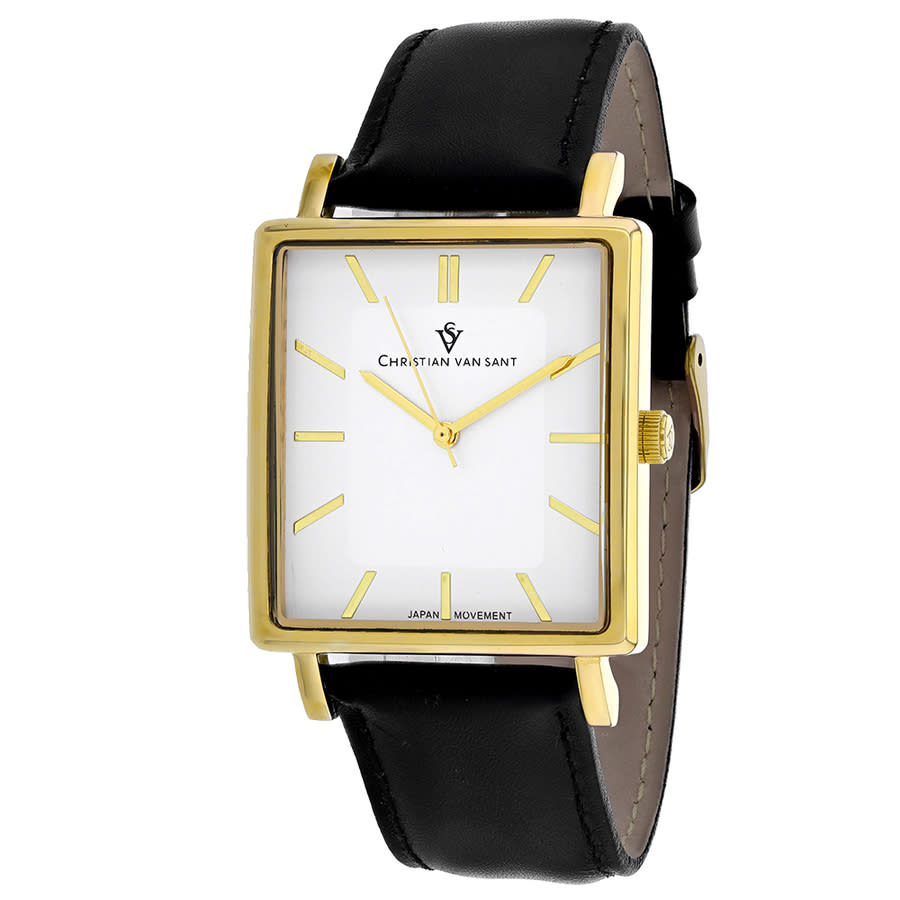 Christian Van Sant Ace Quartz White Dial Mens Watch Cv0432 In Black,gold Tone,white,yellow