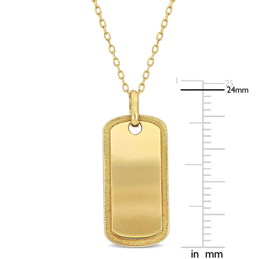 Shop Amour Dog Tag Necklace In 10k Yellow Gold - 18 In