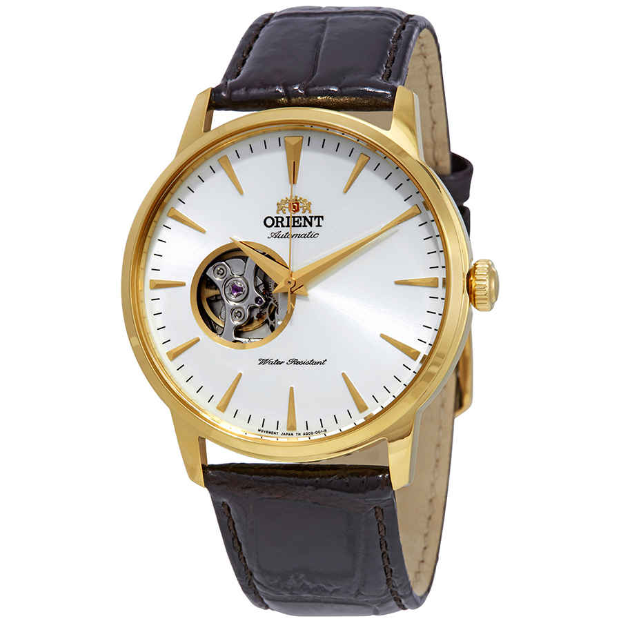 Orient Esteem Ii Open Heart Automatic White Dial Mens Watch Fag02003w0 In Brown / Gold Tone / White