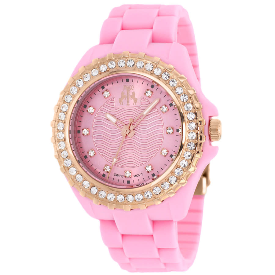 Jivago Cherie Pink Dial Crystal-set Ladies Watch Jv8216 In Gold Tone / Pink / Rose / Rose Gold Tone