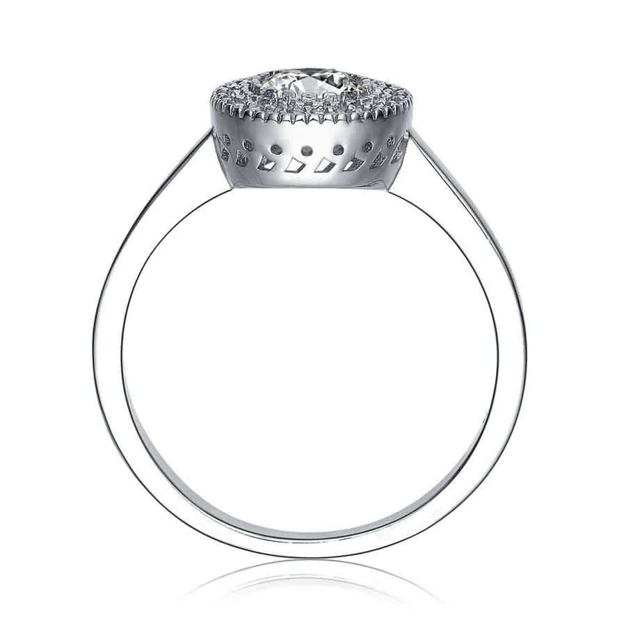 Shop Megan Walford Sterling Silver Cubic Zirconia Round Halo Ring In Silver-tone