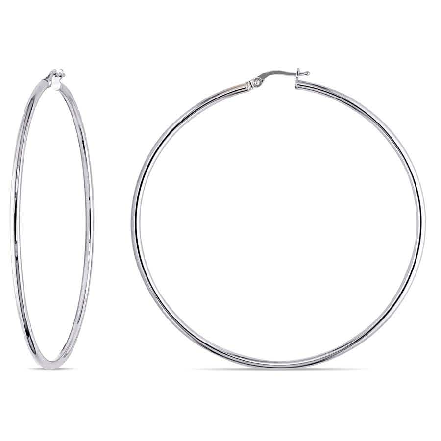 Amour 65 Mm Hoop Earrings In 10k Polished White Gold Jms004674 In Gold / White