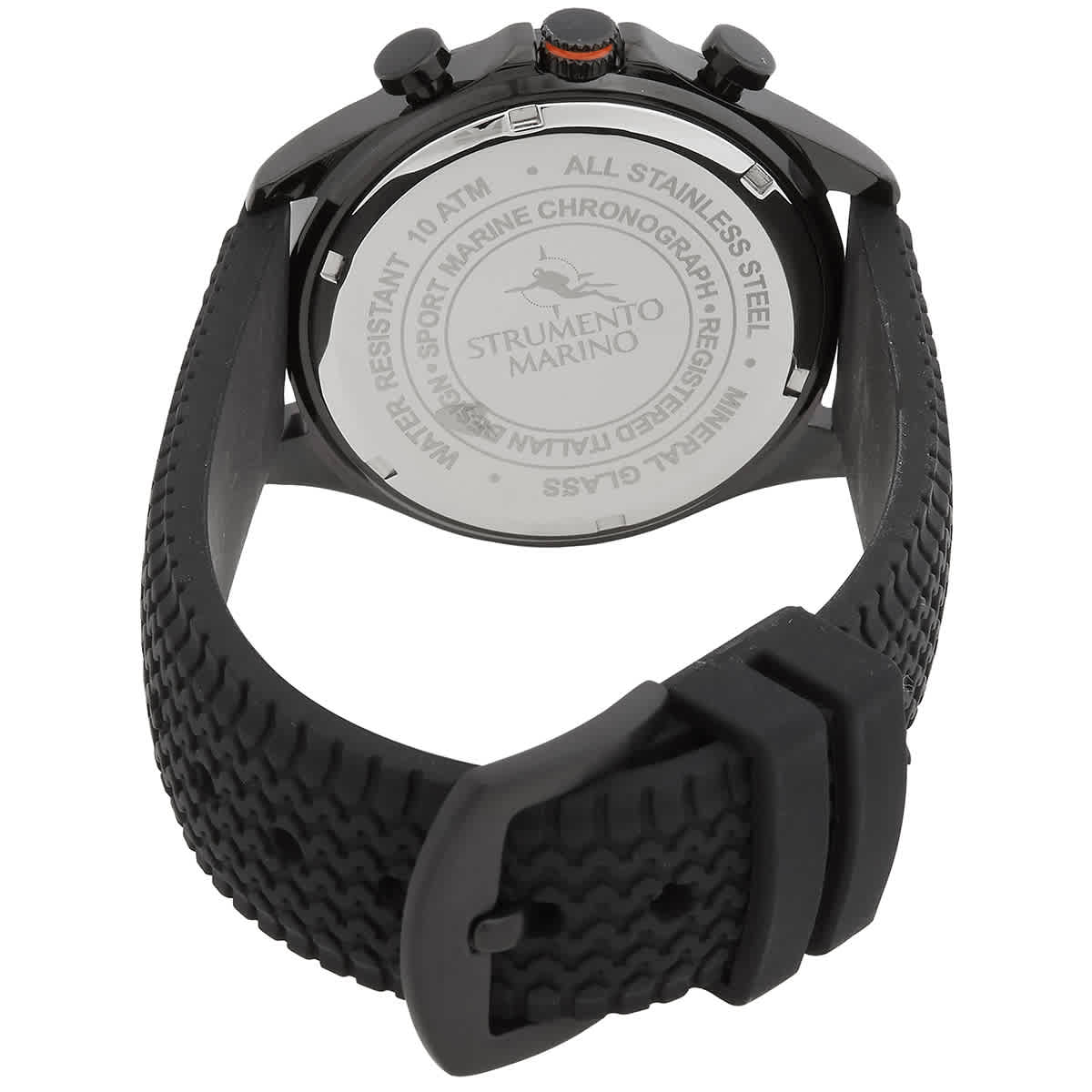 Shop Strumento Marino Sport Marine Chronograph Silicon Quartz Black Dial Men's Watch Sm123s/bk/nr/ar In Black / Orange