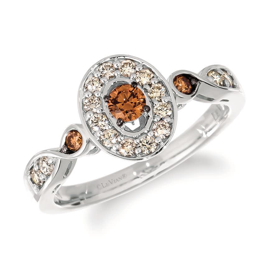 Le Vian Ladies Chocolate Solitaire Ring Set In 14k Vanilla Gold In White