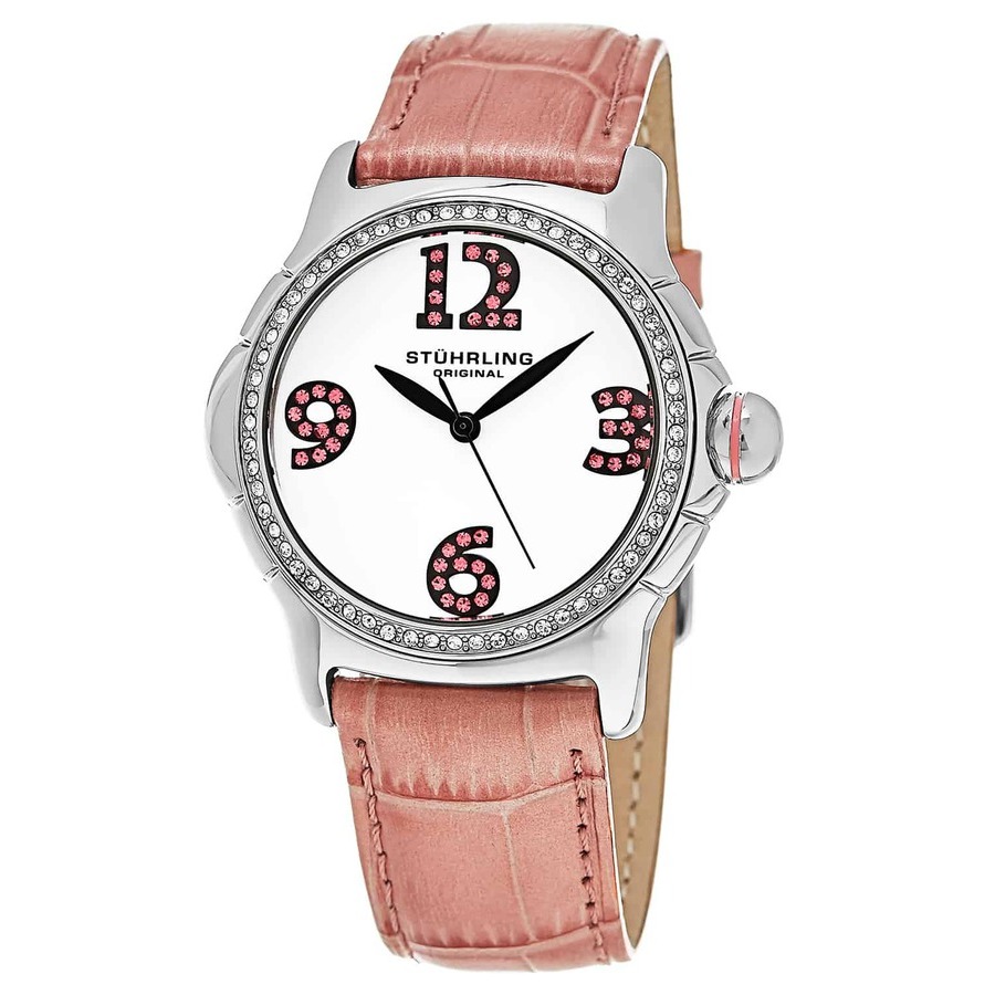 Stuhrling Original Vogue White Dial Ladies Watch M15344 In Black / Pink / White