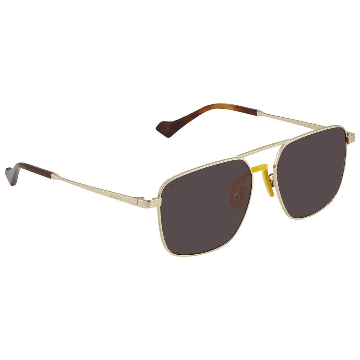 Click to view more detailed imagery on our partner's website Gucci Brown Square Mens Sunglasses Gg0743s 002 57 In Brown,gold Tone