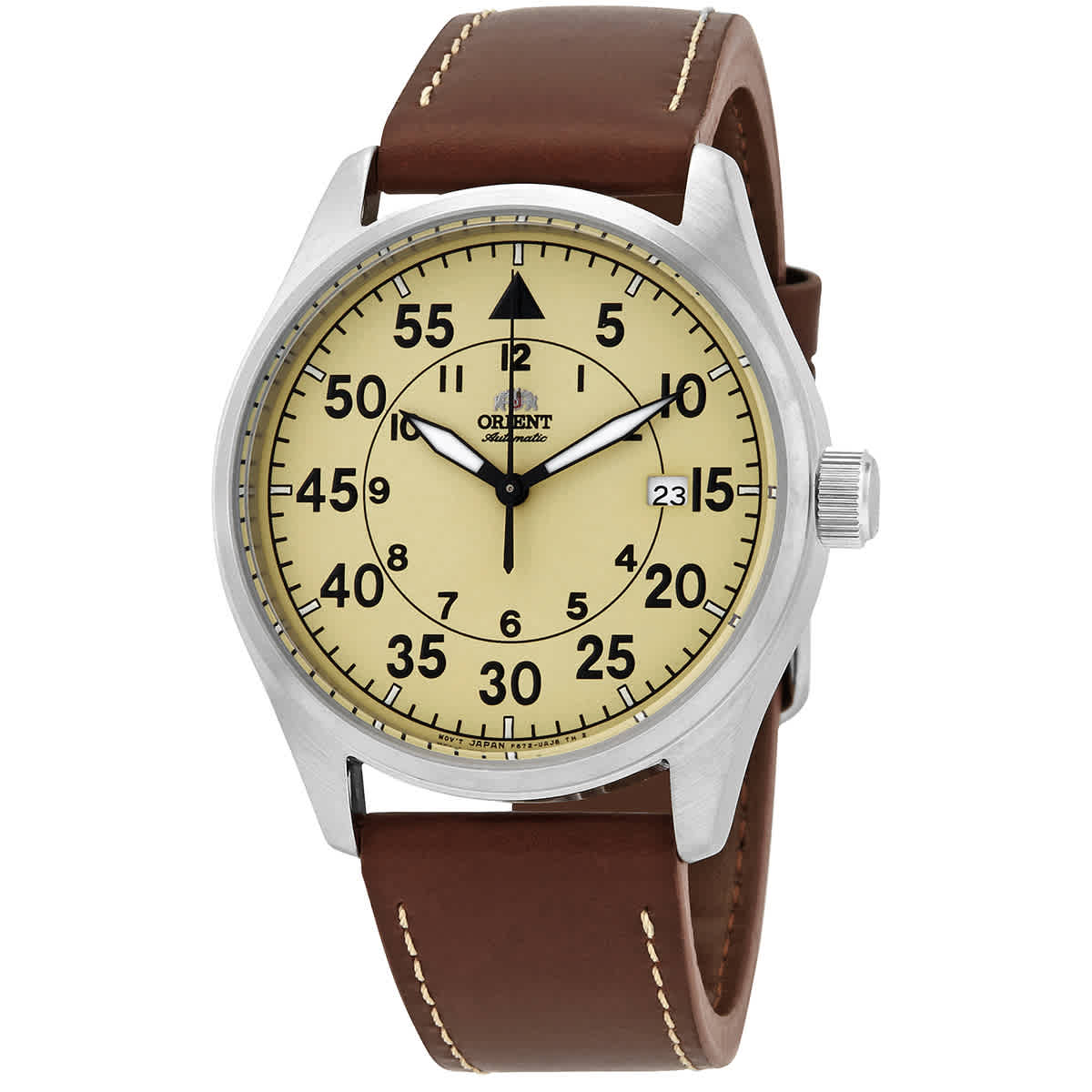 Orient Flight Automatic Champagne Dial Mens Watch Ra-ac0h04y10b In Black / Brown / Champagne