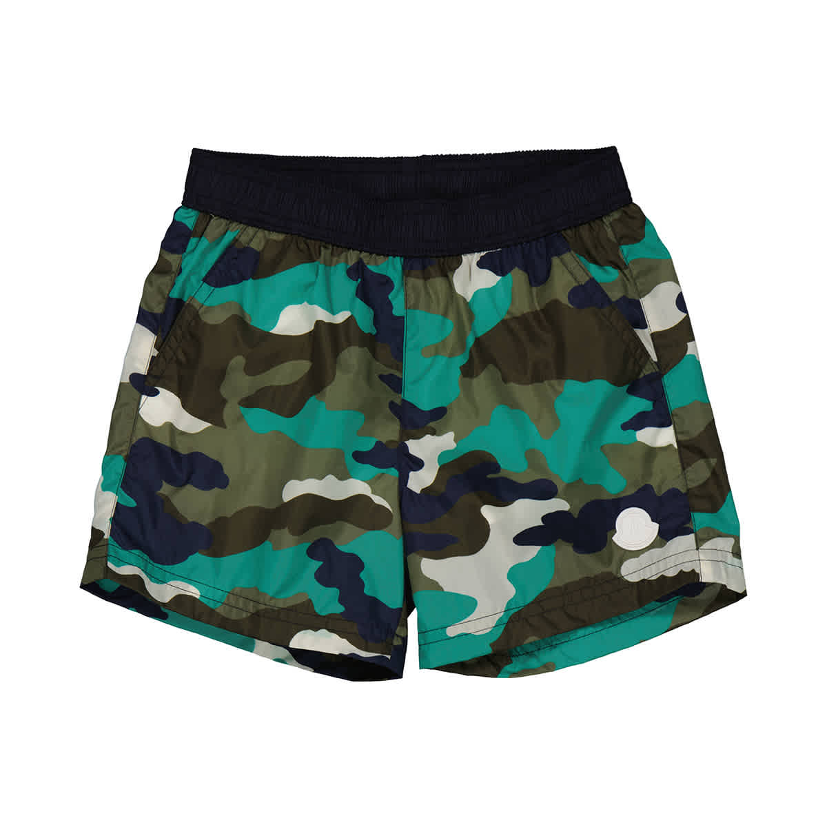 MONCLER MONCLER KIDS BRIGHT GREEN CAMOUFLAGE-PRINT SWIM SHORTS