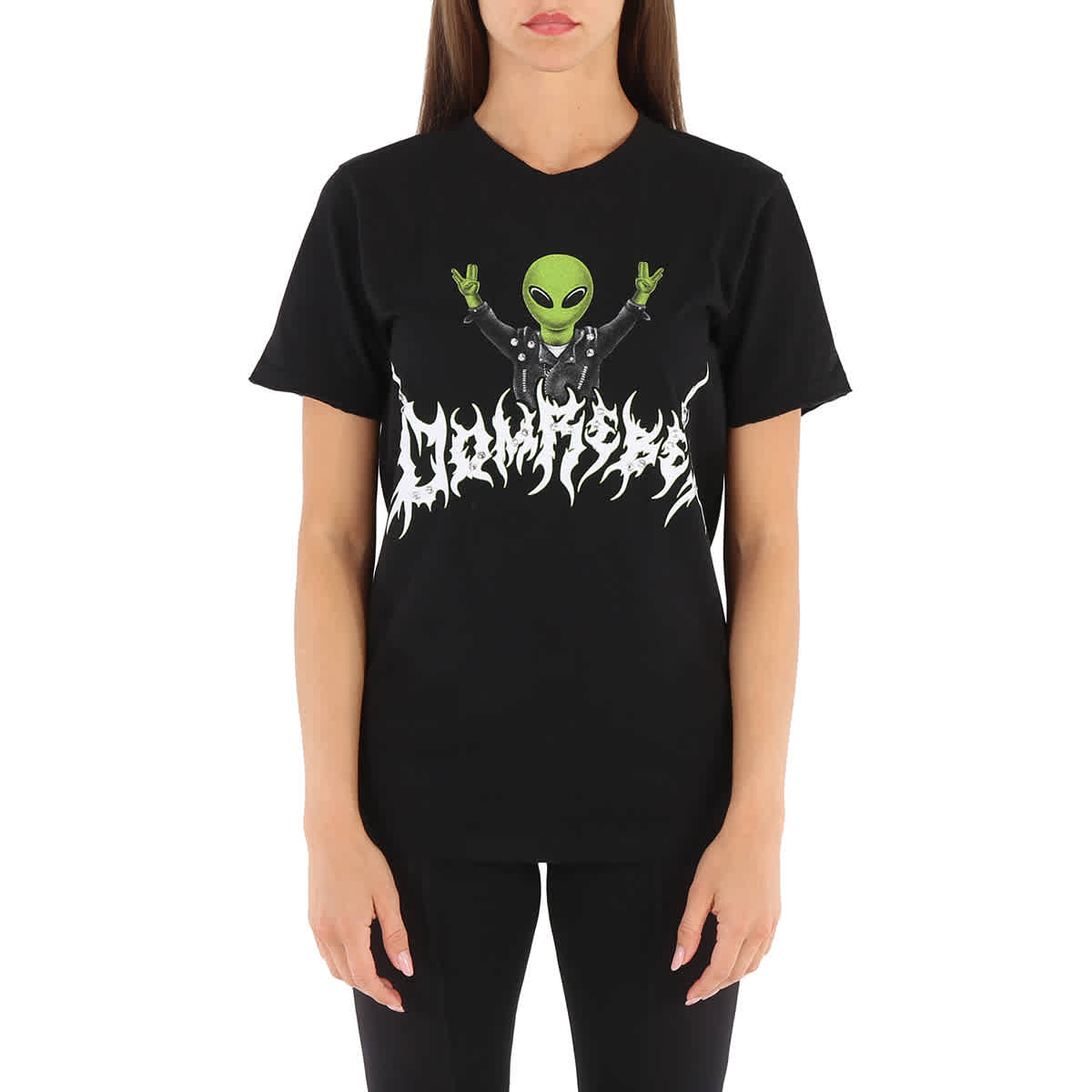 Domrebel Distressed Alien Print T-shirt In Black