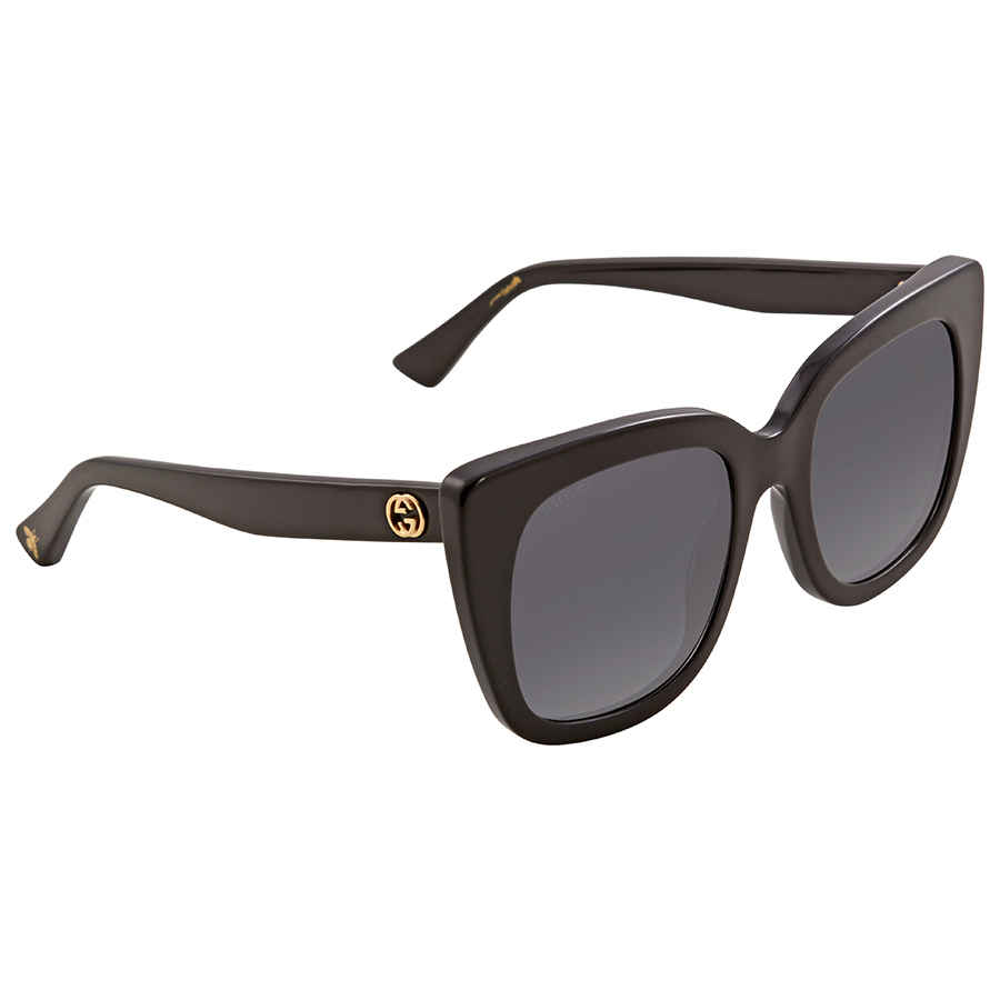 Gucci Grey Gradient Square Ladies Sunglasses Gg0163s 001 51 In Black / Grey