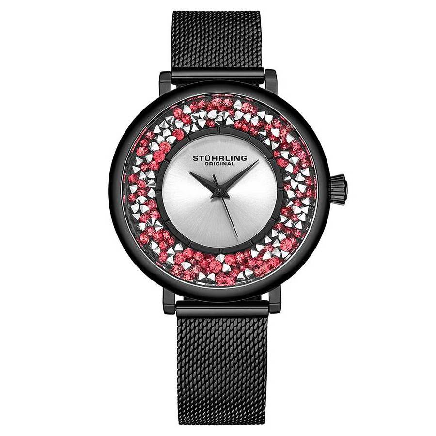 Stuhrling Original Symphony Silver-tone Dial Ladies Watch M15461 In Black / Silver