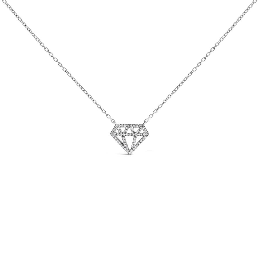 Haus of Brilliance Sterling Silver 1/6 Cttw Diamond Shaped Diamond Pendant Necklace