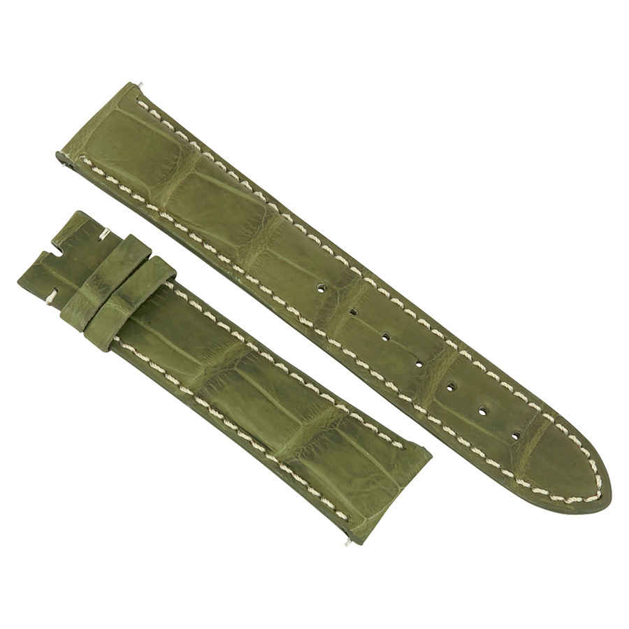 Hadley Roma 21 Mm Matte Olive Alligator Leather Strap In Green