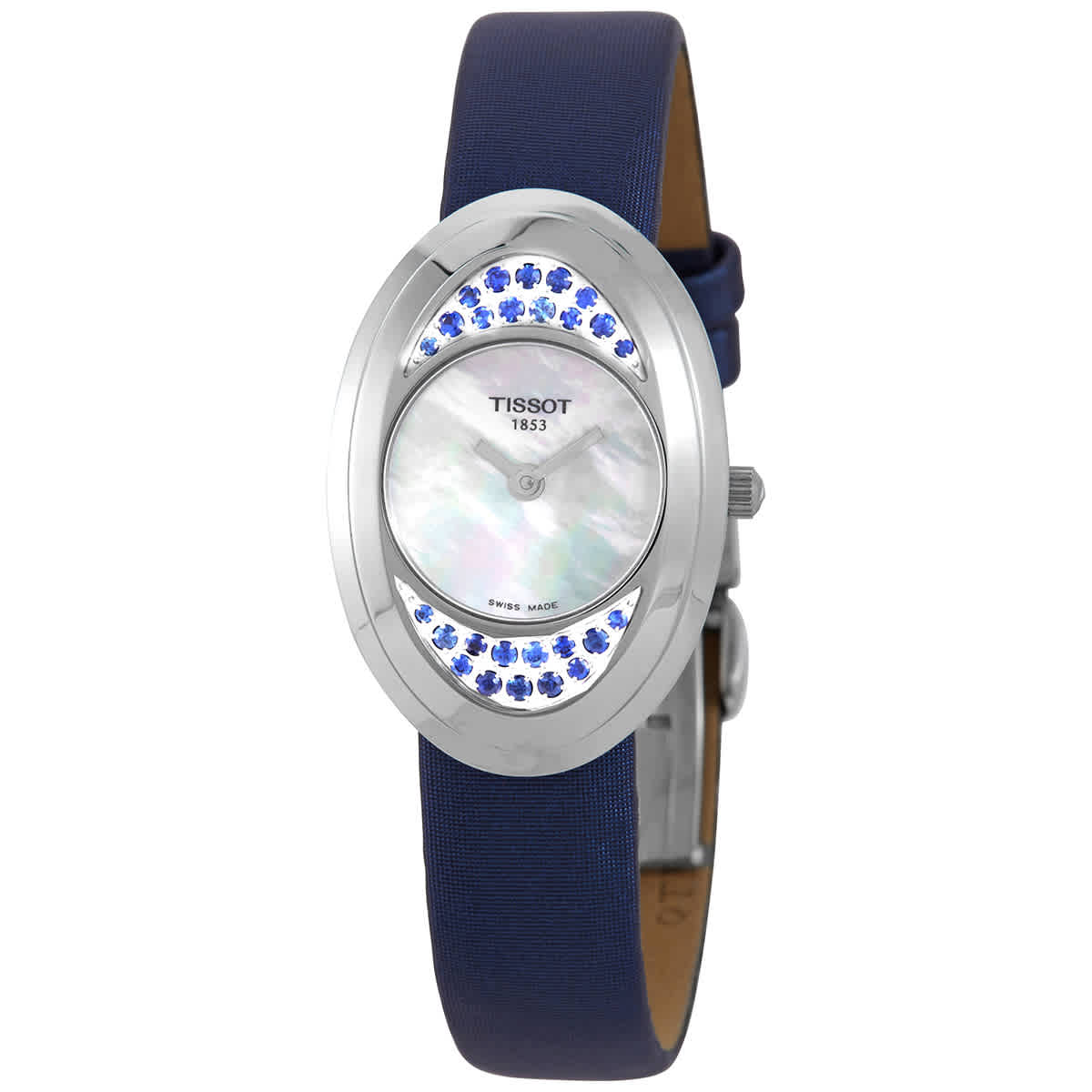Tissot Precious Flower Mother Of Pearl Blue Sapphire Ladies Watch T03.1.235.80 In Blue / Mother Of Pearl / White
