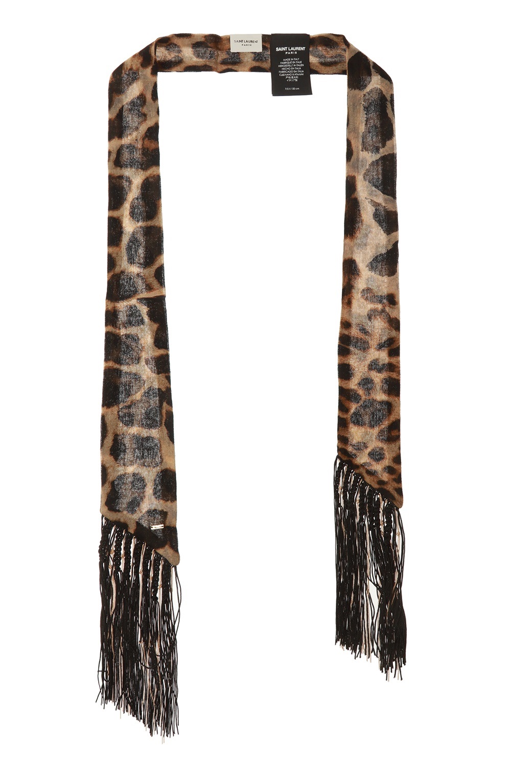 Saint Laurent Multicolor Leopard Print Tie Scarf In N,a