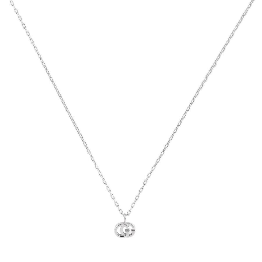 Shop Gucci Gg Running Necklace In White Gold In Silver-tone