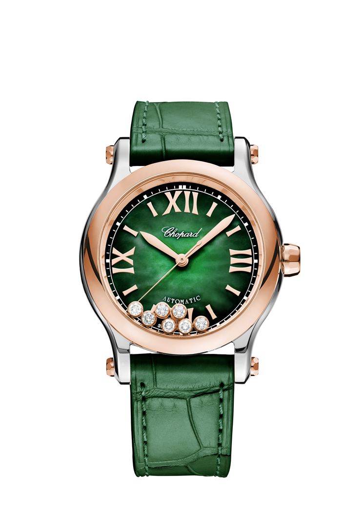 Chopard Happy Sport Automatic Green Dial Ladies Watch 278578 6002 In Gold / Gold Tone / Green / Rose / Rose Gold / Rose Gold Tone