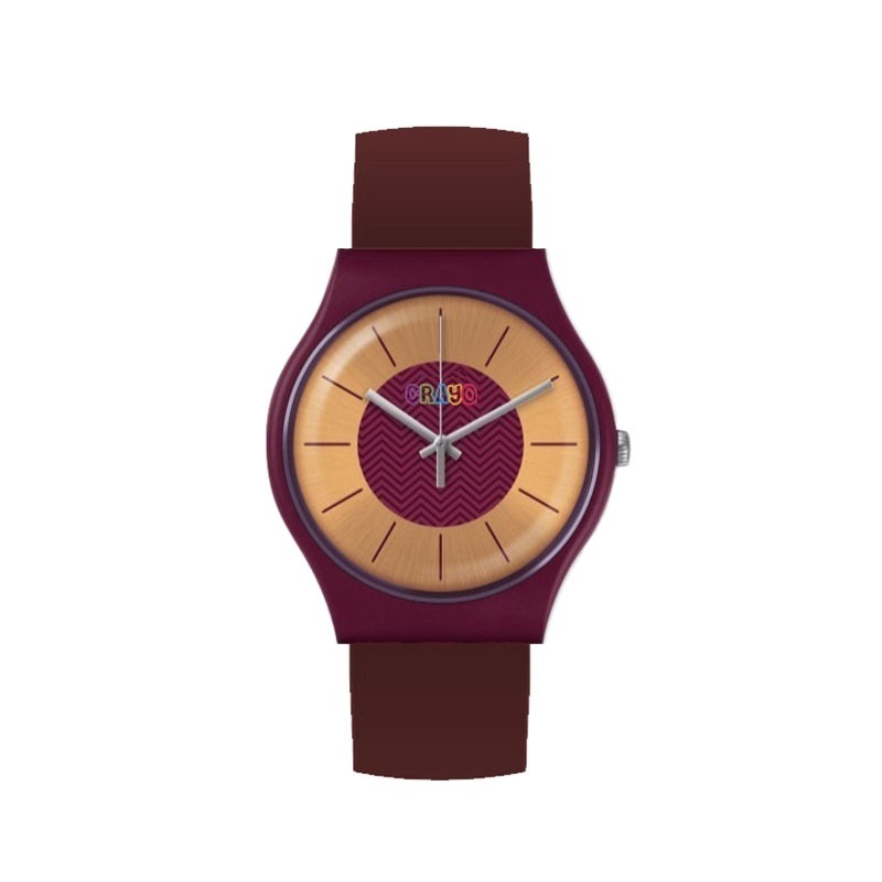 Crayo Trinity Gold Dial Maroon Leatherette Watch Cracr4408 In Gold / Gold Tone / Maroon