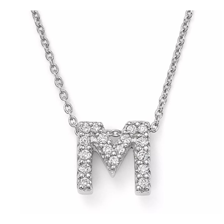 Roberto Coin 18k White Gold Initial Love Letter Pendant Necklace With Diamonds, 16 In White