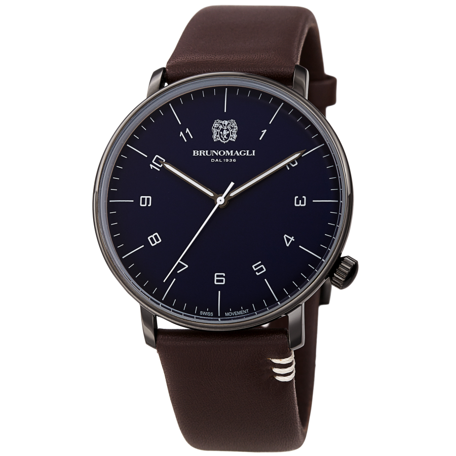 Bruno Magli Roma Moderna Quartz Blue Dial Mens Watch 18.191165.ge In Black,blue,brown