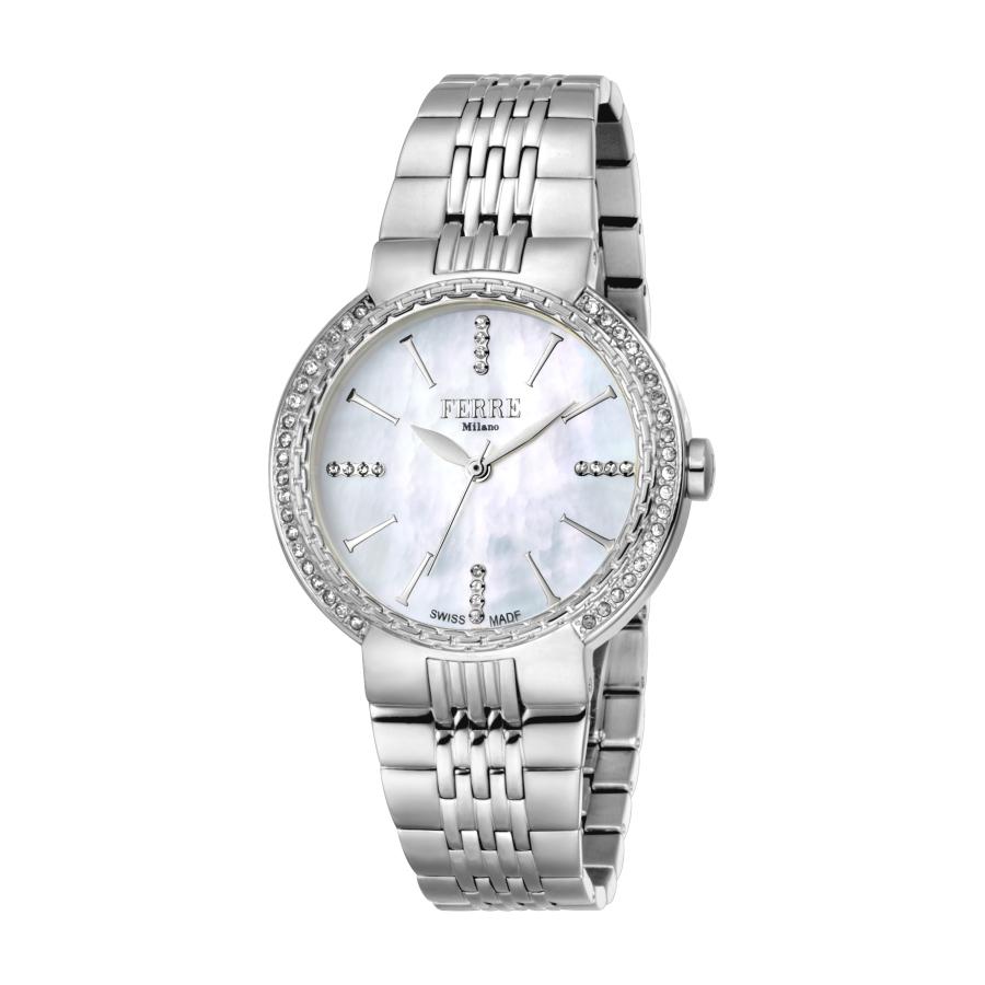 Ferre Milano Quartz White Dial Ladies Watch Fm1l113m0011 In Silver Tone,white