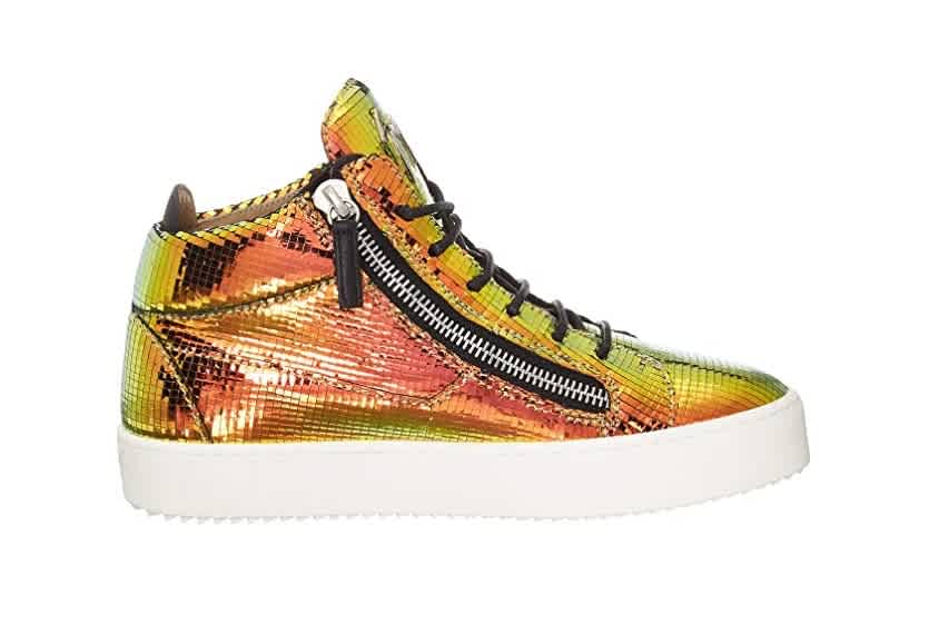 Giuseppe Zanotti Mens Mid-top Shimmering Leather Sneakers In N,a