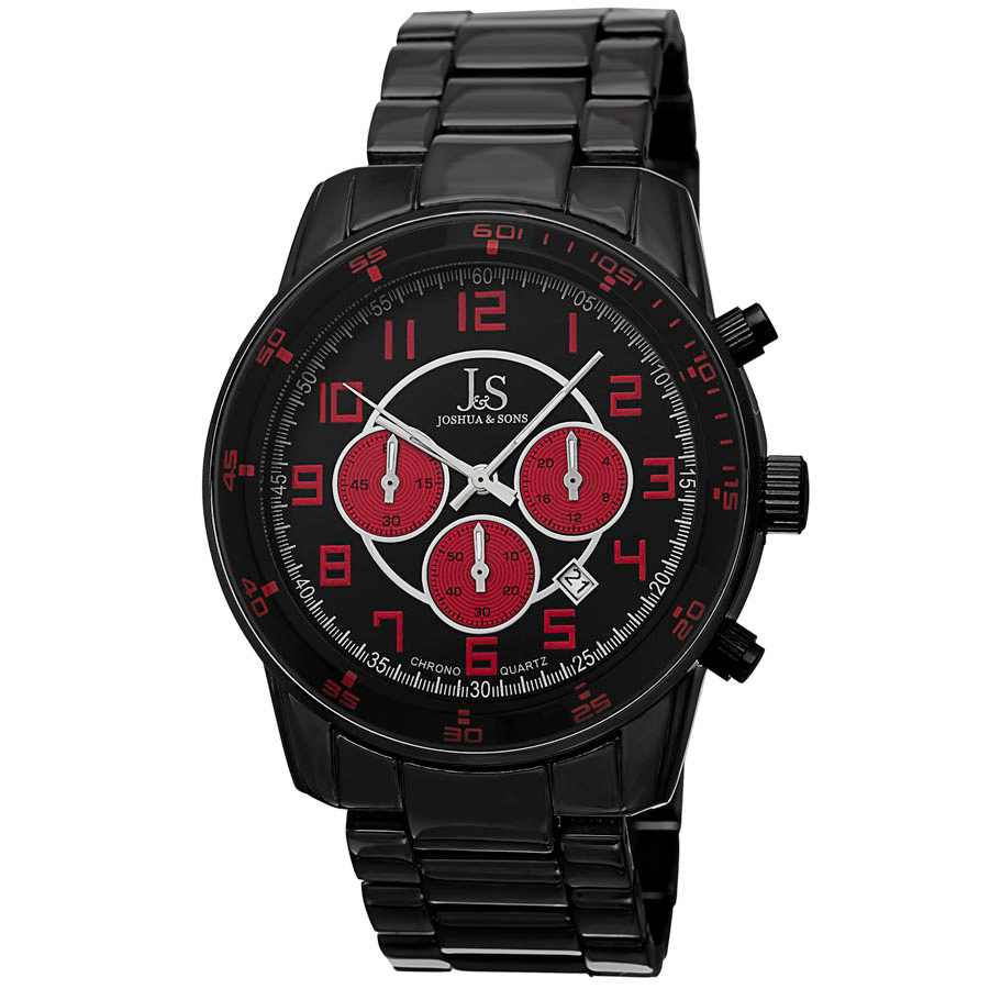 Joshua And Sons Joshua & Sons Chronograph Black Dial Black Alloy Mens Watch Js67rd In Black,red