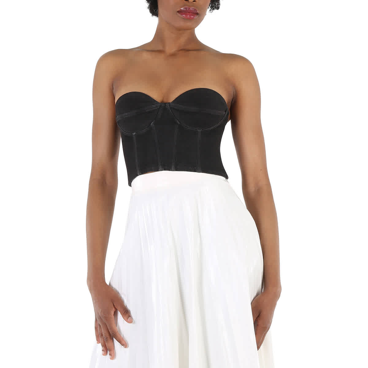 Ksenia Schnaider Black Bustier Bra Top In Black