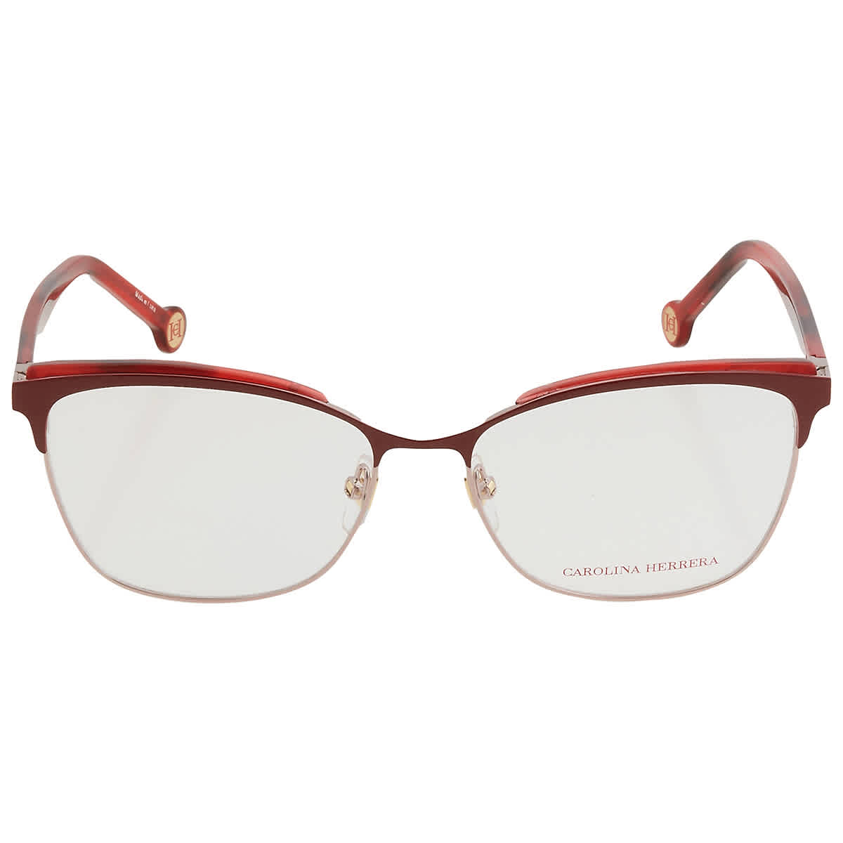 Carolina Herrera Demo Rectangular Ladies Eyeglasses Vhe188 0k99 55 In Gold / Gold Tone / Rose / Rose Gold / Rose Gold Tone