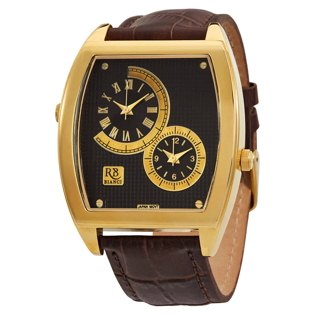 Roberto Bianci Benzo Quartz Black Dial Mens Watch Rb0743 In Black / Brown / Gold Tone / Yellow