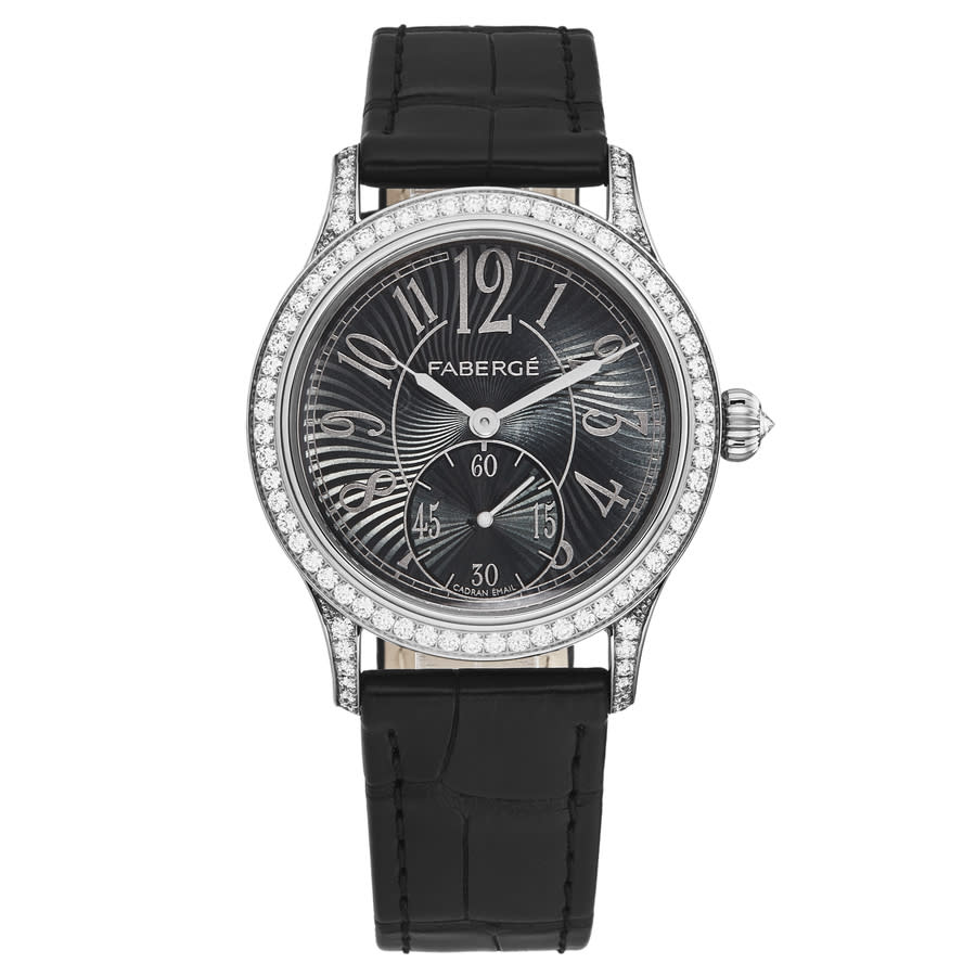 Fabergé Faberge Agathon Automatic Black Dial Ladies Watch Fab-200 In Black / Gold / Gold Tone / White