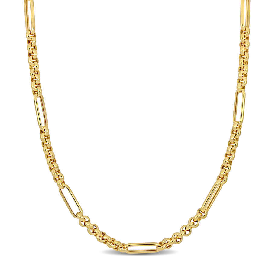 Amour 5.3mm Rolo Station Link Necklace In 14k Yellow Gold