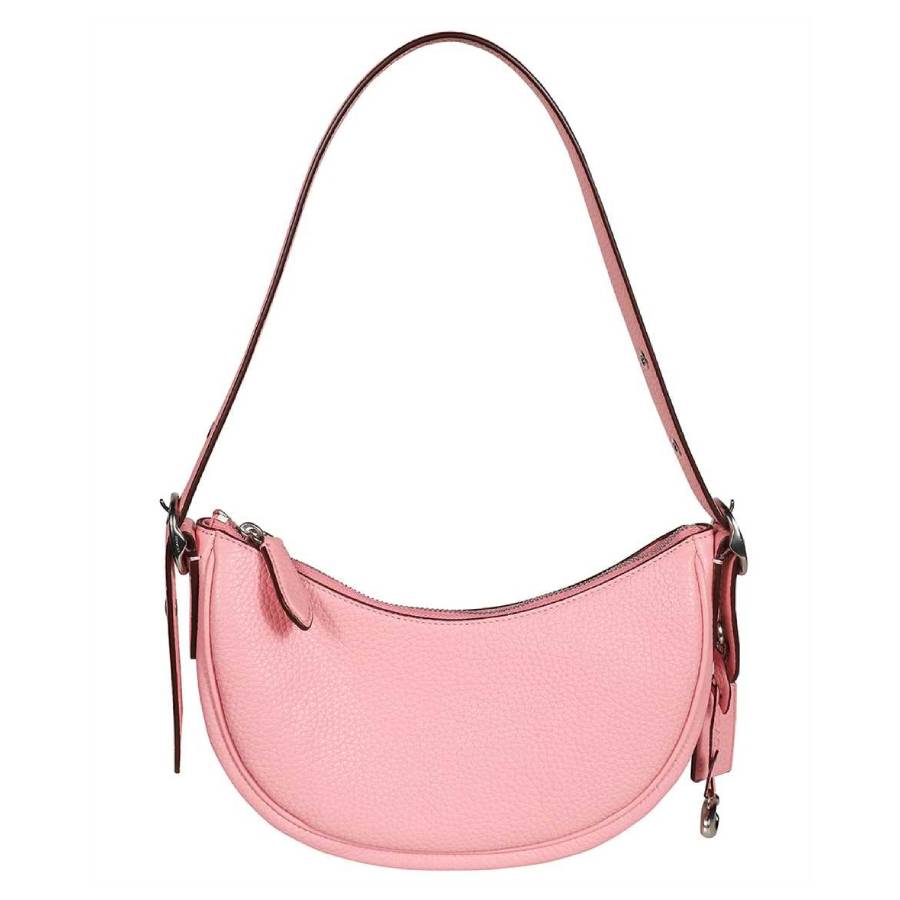 Coach Ladies Flower Pink Leather Luna Shoulder Bag In Silver/flower Pink