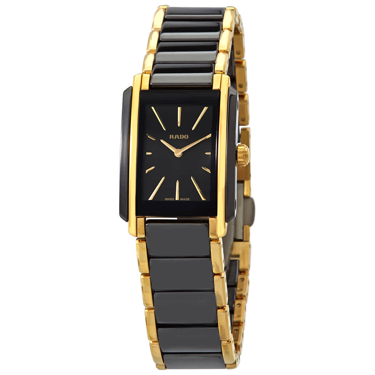 Rado Integral Quartz Black Dial Two-tone Ladies Watch R20845162 In Two Tone  / Black / Gold / Gold Tone / Yellow