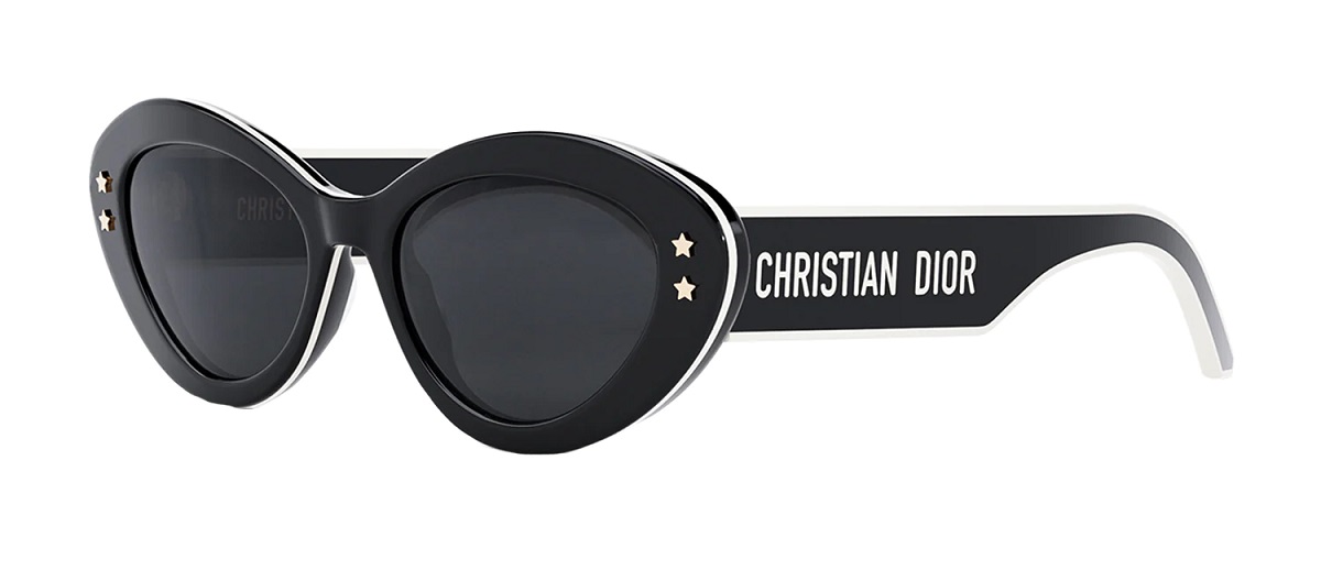 Dior Cat-eye Style Logo Sunglasses In Black / Grey