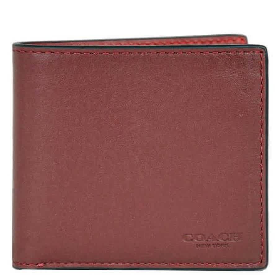 Coach Mens Colorblock Coin Wallet In Wine