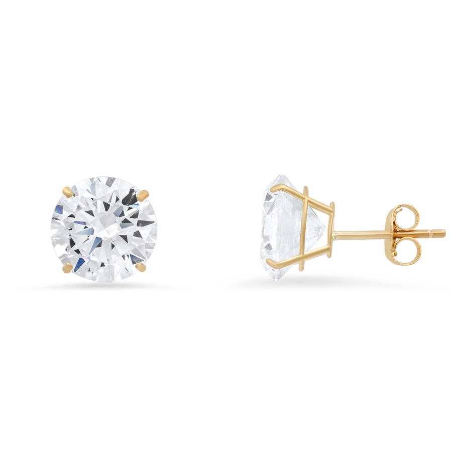 Kylie Harper 10k Yellow Gold 8mm Round-cut Cubic Zirconia Cz Stud Earrings In Gold-tone