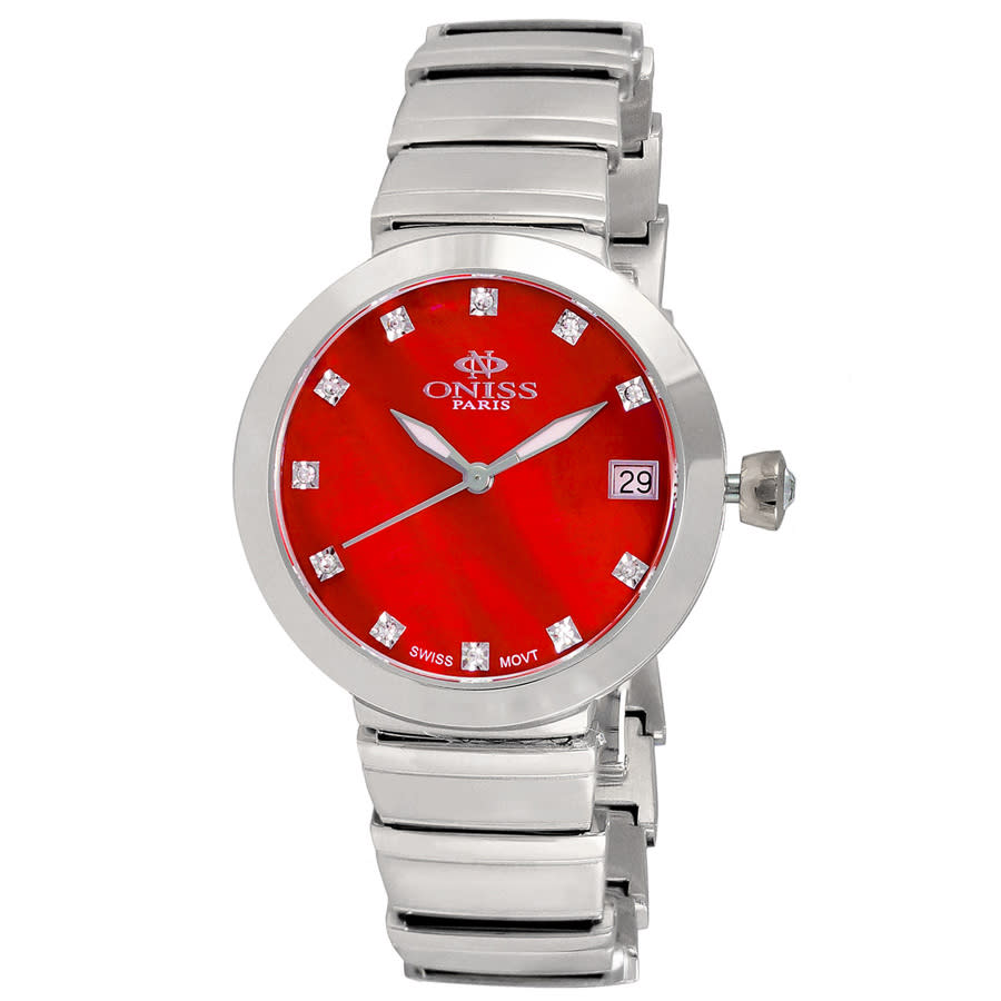 Oniss On5559ss Quartz Red Dial Ladies Watch On5559sslrd