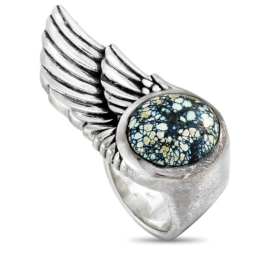 KING BABY KING BABY SILVER AND TURQUOISE WING RING