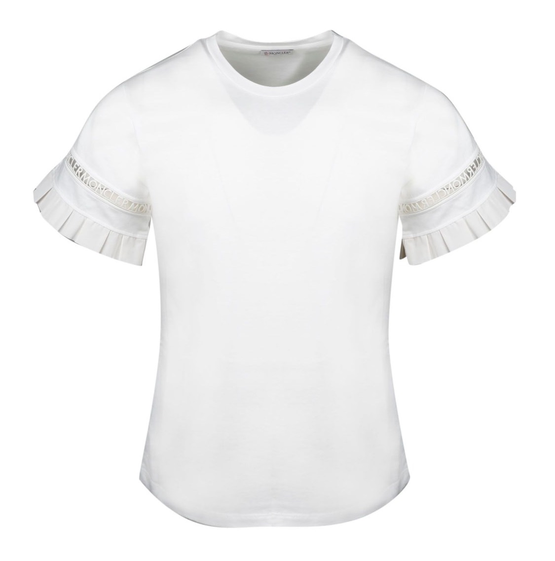 Moncler Ladies Macrame Detail Sleeve T-shirt In White | ModeSens