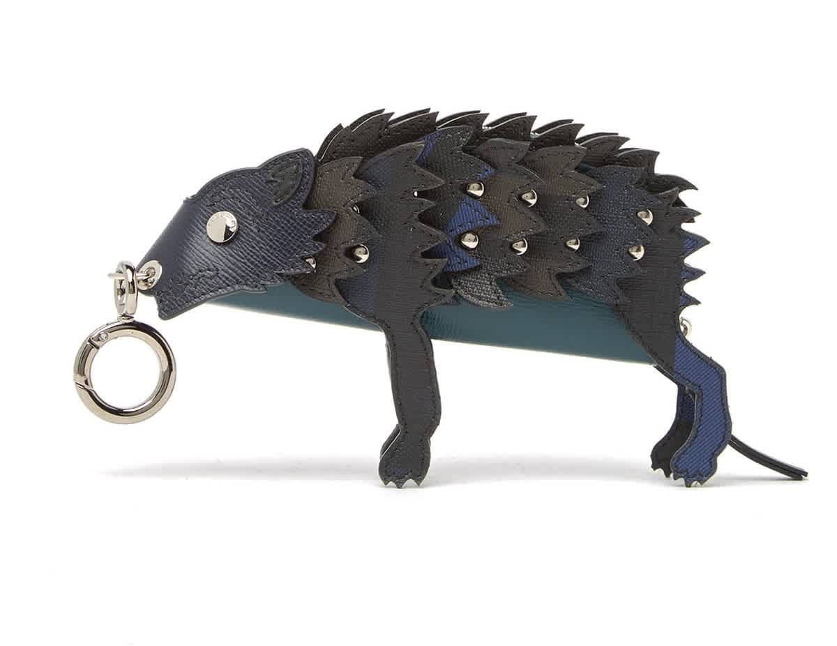 BURBERRY WOLF LEATHER KEY RING COIN POUCH