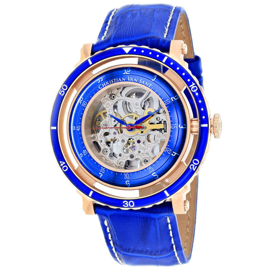 Christian Van Sant Dome Automatic Silver Dial Mens Watch Cv0742 In Blue / Gold Tone / Silver