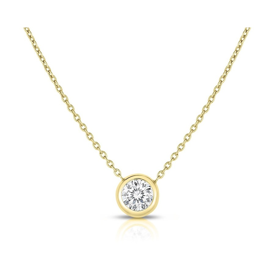 Roberto Coin Diamonds By The Inch 18k Yellow Gold Solitaire Necklace In Yellow