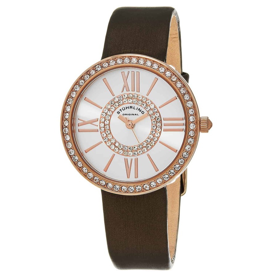 Stuhrling Original Vogue Silver-tone Dial Ladies Watch M15319 In Brown / Gold Tone / Rose / Rose Gold Tone / Silver