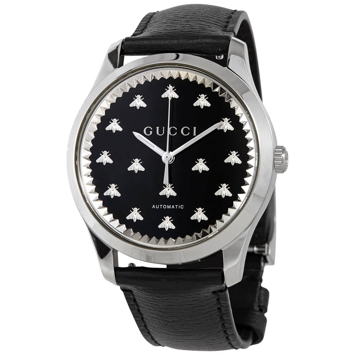GUCCI G-TIMELESS AUTOMATIC BLACK ONYX STONE DIAL MENS WATCH YA126286